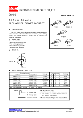 70N06L-TF2-T Datasheet PDF Unisonic Technologies