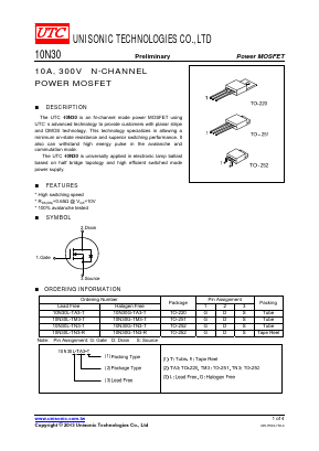 10N30L-TM3-R Datasheet PDF Unisonic Technologies