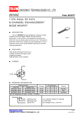 2N7000ZG-T92-B Datasheet PDF Unisonic Technologies