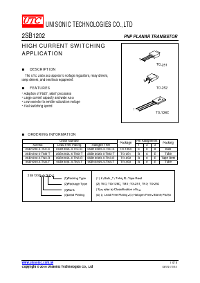 2SB1202-R-TM3-R Datasheet PDF Unisonic Technologies