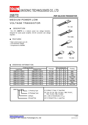 2SB772L-X-T60-K Datasheet PDF Unisonic Technologies