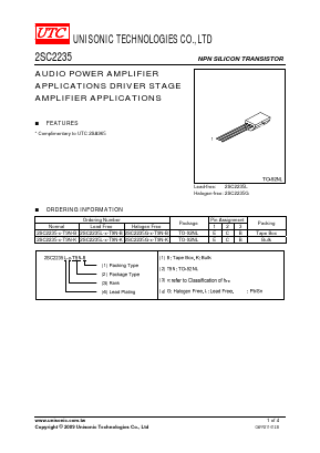 2SC2235G-O-T9N-K Datasheet PDF Unisonic Technologies