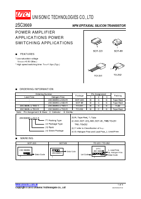 2SC3669L-X-TN3-R Datasheet PDF Unisonic Technologies