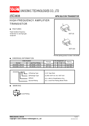 2SC3838-X-AE3-R Datasheet PDF Unisonic Technologies