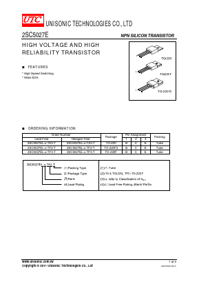 2SC5027EL-R-TA3-T Datasheet PDF Unisonic Technologies
