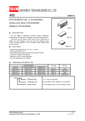 4052L-P16-R Datasheet PDF Unisonic Technologies