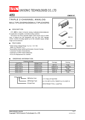 4053L-S16-R Datasheet PDF Unisonic Technologies
