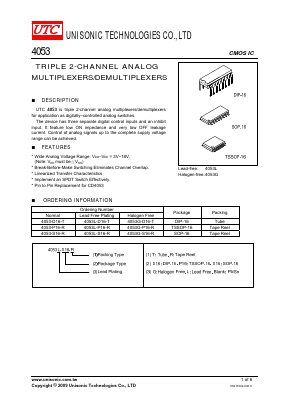 4053-D16-R Datasheet PDF Unisonic Technologies