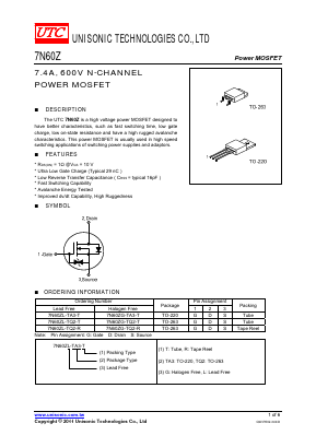 7N60ZG-TA3-T Datasheet PDF Unisonic Technologies