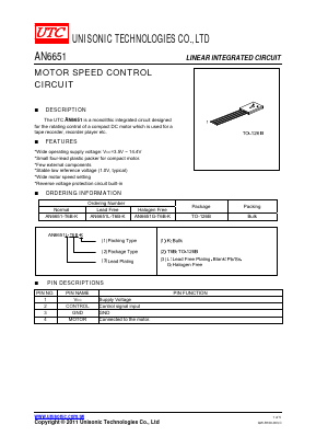 AN6651G-T6B-K Datasheet PDF Unisonic Technologies