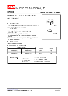 BA6220G-S08-R Datasheet PDF Unisonic Technologies
