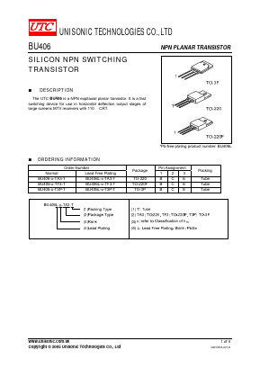 BU406L-X-T3P-T Datasheet PDF Unisonic Technologies