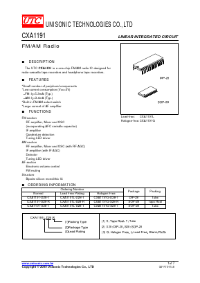 CXA1191G-D28-R Datasheet PDF Unisonic Technologies