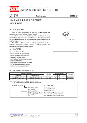 L11810L-XX-AA3-D-R Datasheet PDF Unisonic Technologies