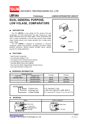 LMV393 Datasheet PDF Unisonic Technologies