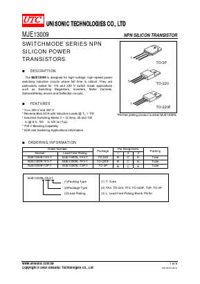 MJE13009 Datasheet PDF Unisonic Technologies