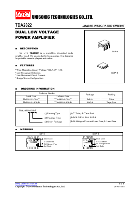 TDA2822 Datasheet PDF Unisonic Technologies