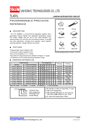 TL431LK-S08-0-K Datasheet PDF Unisonic Technologies