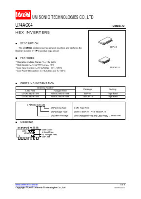 U74AC04L-P14-R Datasheet PDF Unisonic Technologies