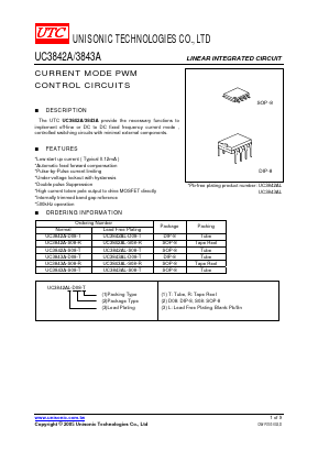 UC3842A-S08-R Datasheet PDF Unisonic Technologies