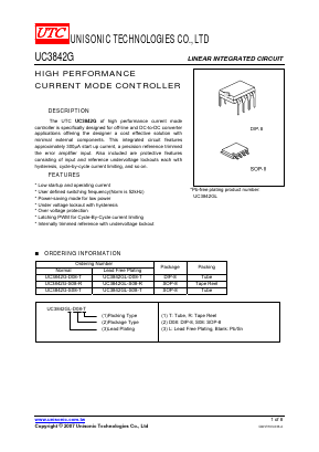 UC3842G-S08-R Datasheet PDF Unisonic Technologies