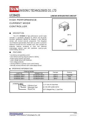 UC3842GP-S08-T Datasheet PDF Unisonic Technologies