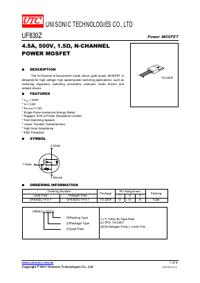 UF830Z Datasheet PDF Unisonic Technologies