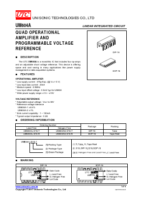 UM604AL-S16-R Datasheet PDF Unisonic Technologies
