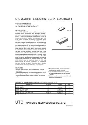 MC34118 Datasheet PDF Unisonic Technologies