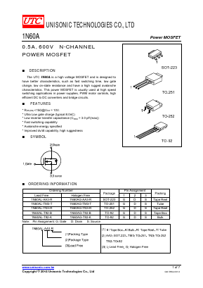 1N60AL-TM3-T Datasheet PDF Unisonic Technologies