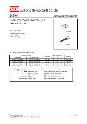 2N5401G Datasheet PDF Unisonic Technologies
