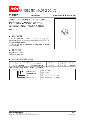2SC1623L-L4-AE3-R Datasheet PDF Unisonic Technologies