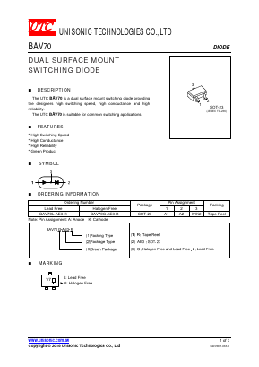 BAV70G-AE3-R Datasheet PDF Unisonic Technologies