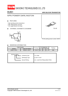 BU931 Datasheet PDF Unisonic Technologies