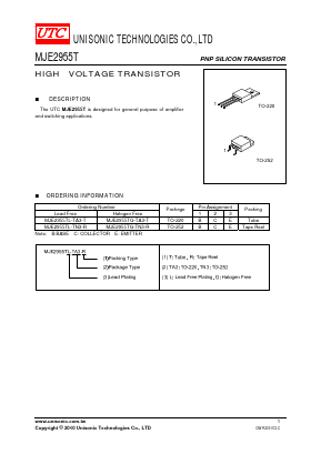 MJE2955T Datasheet PDF Unisonic Technologies