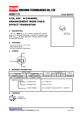 MMBF170 Datasheet PDF Unisonic Technologies