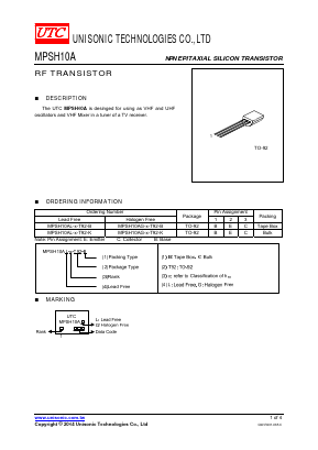 MPSH10AL-X-T92-K Datasheet PDF Unisonic Technologies