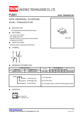 PUMX1L-AL6-R Datasheet PDF Unisonic Technologies