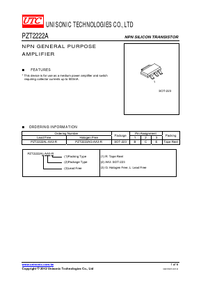 PZT2222AG Datasheet PDF Unisonic Technologies