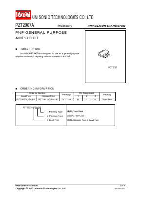 PZT2907A Datasheet PDF Unisonic Technologies