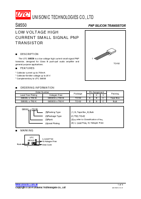 S8550G Datasheet PDF Unisonic Technologies