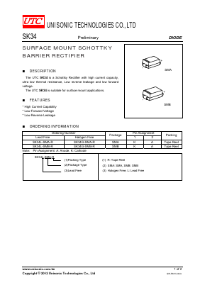 SK34 Datasheet PDF Unisonic Technologies