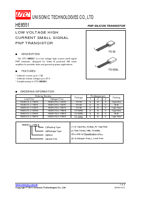 HE8551G-X-T92-B Datasheet PDF Unisonic Technologies
