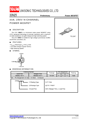 33N25L-T47-T Datasheet PDF Unisonic Technologies