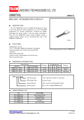 UM66T05L-T92-B Datasheet PDF Unisonic Technologies