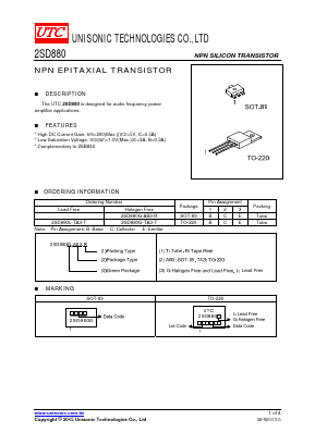 2SD880L-TA3-T Datasheet PDF Unisonic Technologies