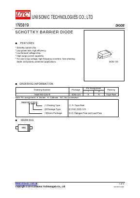 1N5819 Datasheet PDF Unisonic Technologies