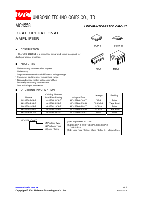MC4558L-P08-R Datasheet PDF Unisonic Technologies