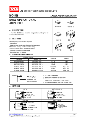 MC4558L-G08-R Datasheet PDF Unisonic Technologies