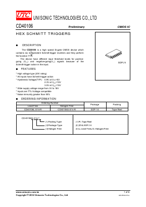 CD40106G-S14-R Datasheet PDF Unisonic Technologies